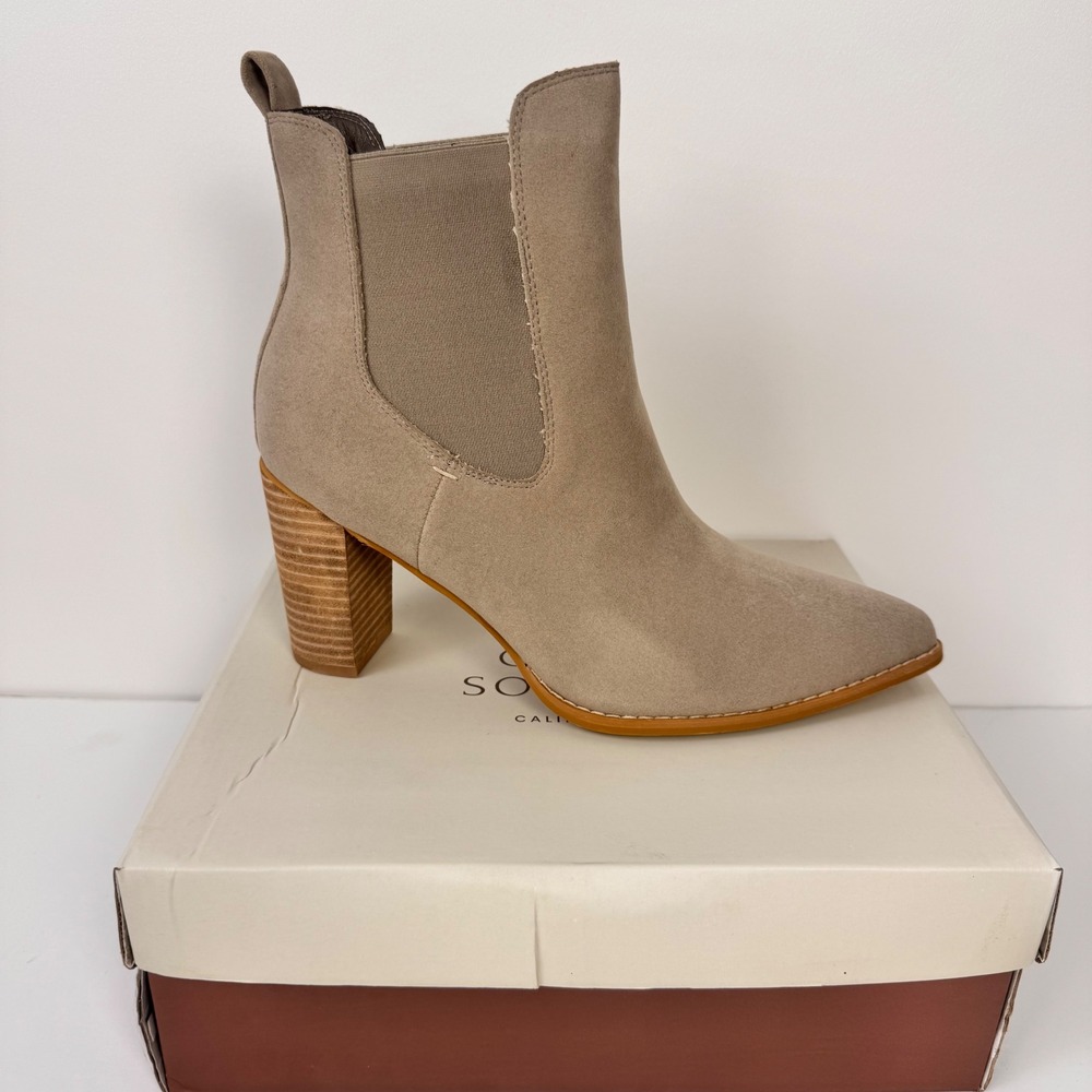Oasis Society Ankle Boot Women 10 Grey Esmee Bootie Block Heel Pointed Toe NIB
